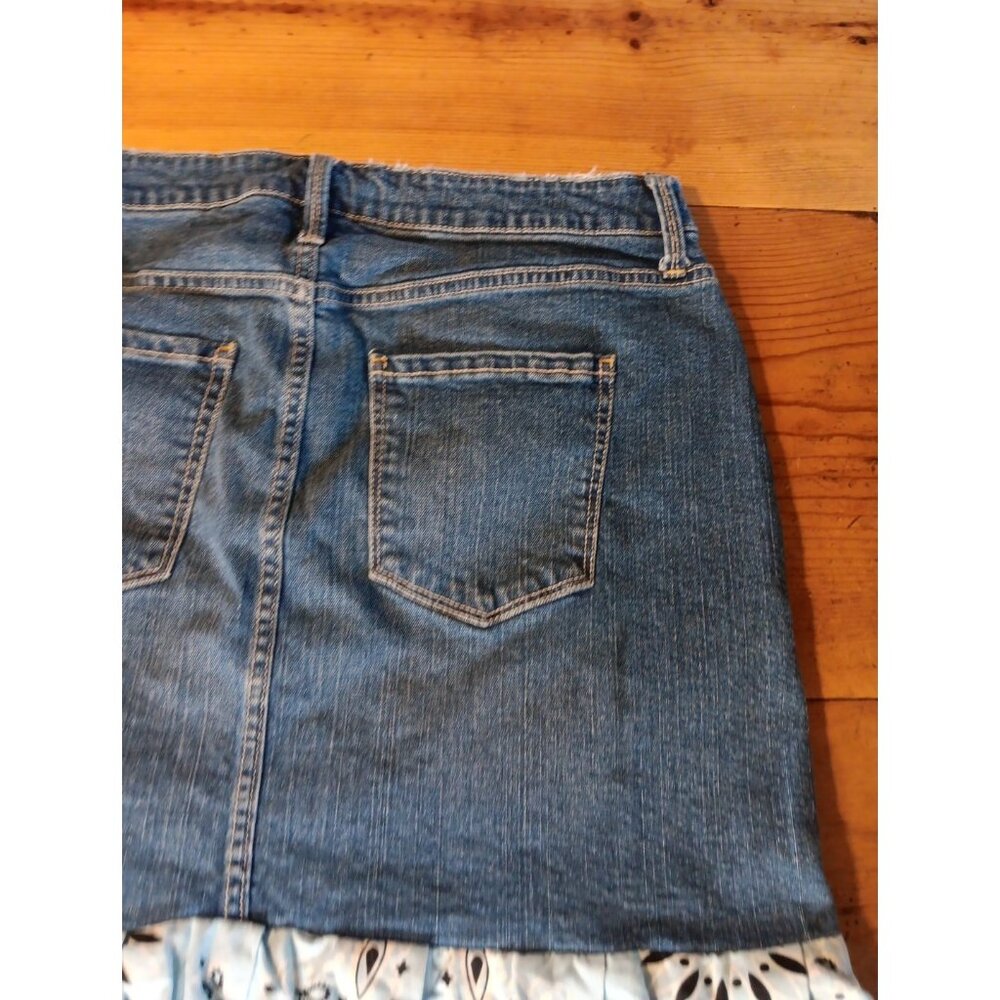 Upcycled Denim Skirt Juniors 11 Bandana Ruffle Western Frill Stretch Arizona - Picture 8 of 10